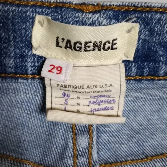 L'AGENCE Women's Cropped Mid-Rise Prism Blue Raw Hem Medium Wash Jeans Size 29 - Picture 6 of 7